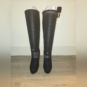 Justfab Black Perforated Boots Size 8.5